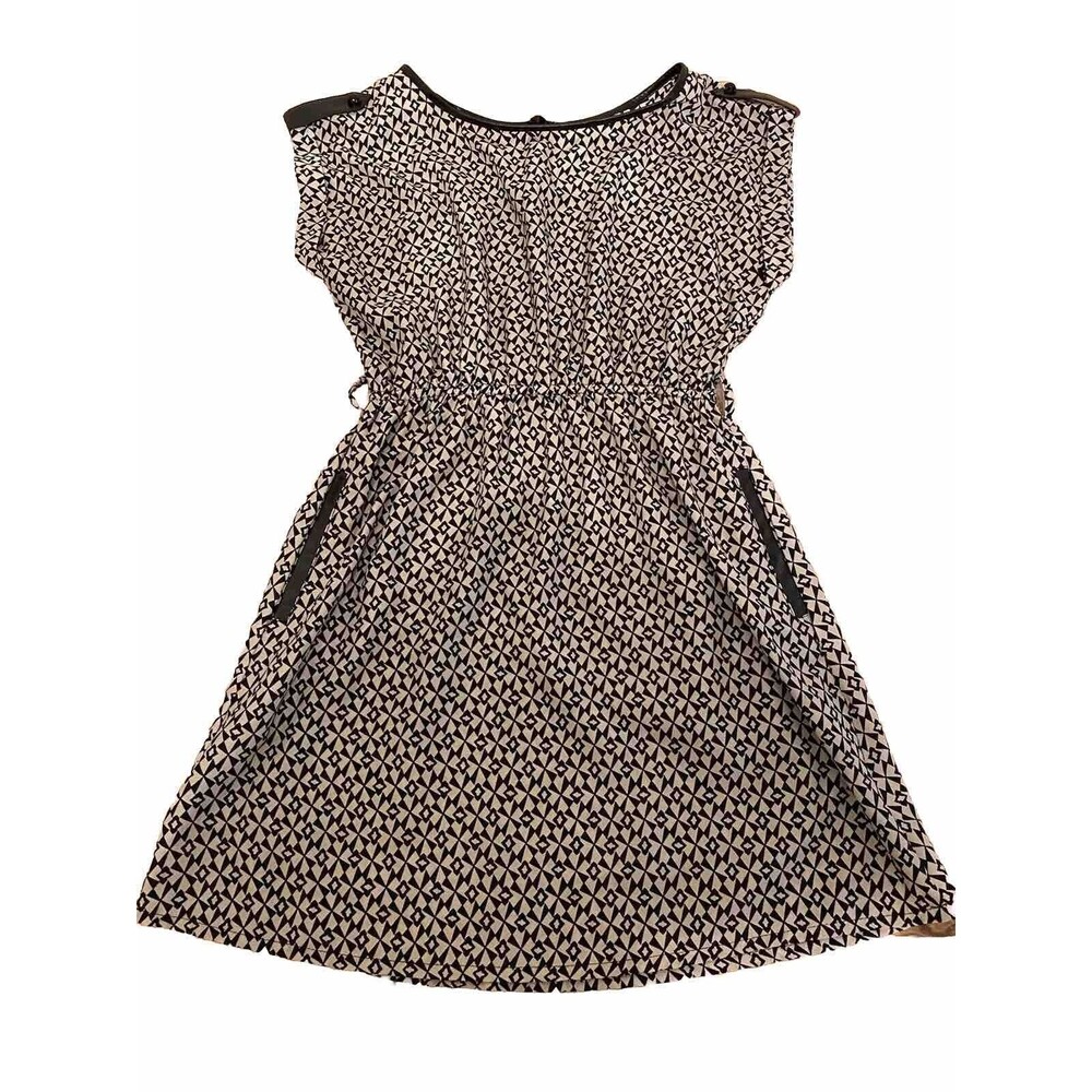 Cotton Candy Dress Womens Small Beige Faux Leather Trim Boho Chic Light